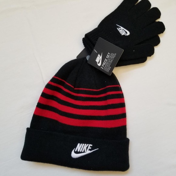 NIKE UNISEX KIDS & ADULTS FOLDOVER BEANIE & GLOVE - Picture 2 of 12
